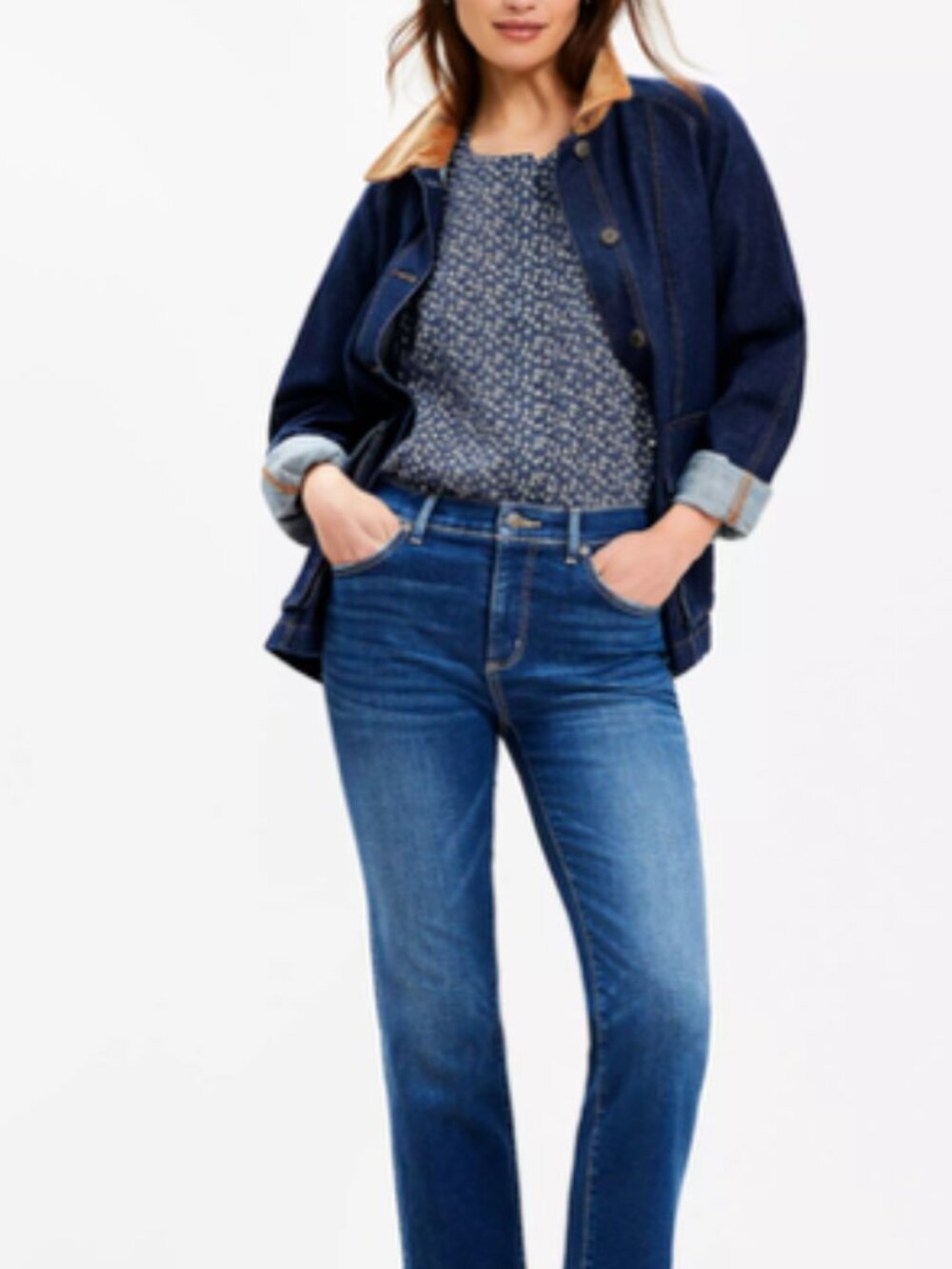 Loft Mid Rise Straight Slim Jeans - Picture 2 of 7